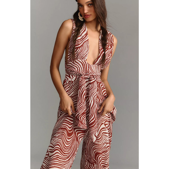 Faithfull Plunge V-Neck Wide-Leg Jumpsuit - New XL - Picture 4 of 5